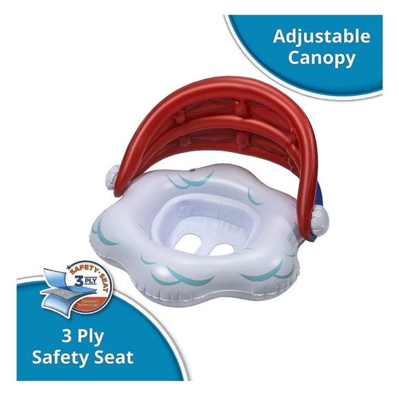 SwimSchool Rainbow Baby’s First Pool Float 6-18 Months Novelty Baby Boat Canopy - Picture 3 of 3